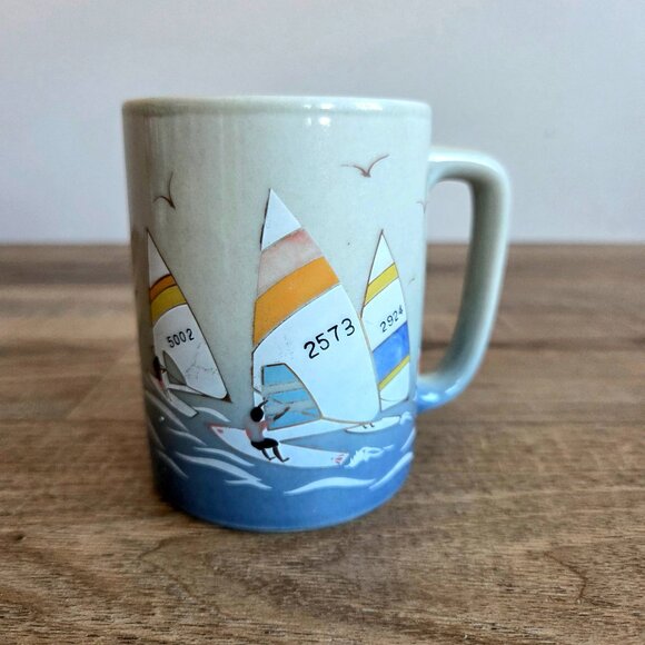 Vintage Otagiri Japan mug with sailboats and seagulls design. - Picture 1 of 7